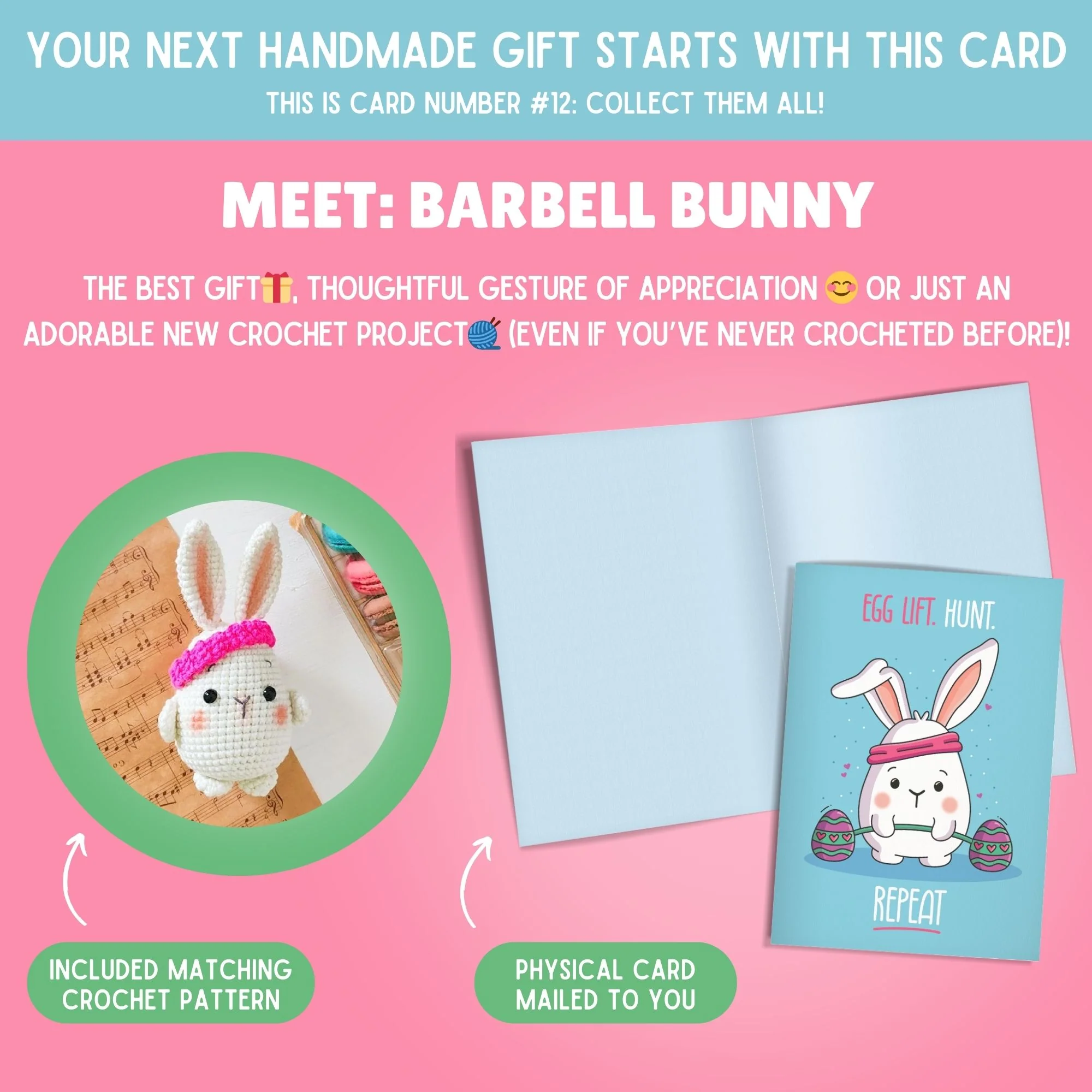 Bunny Crochet Pattern & Matching Card: "Easter" - Image 2