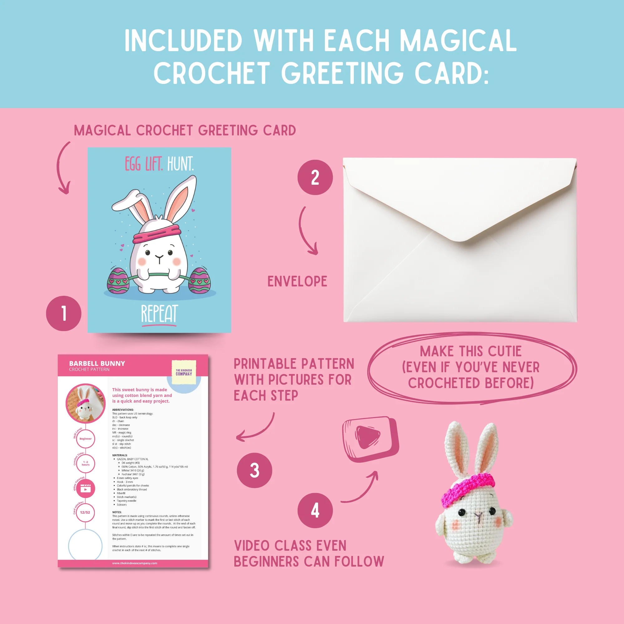 Bunny Crochet Pattern & Matching Card: "Easter" - Image 3