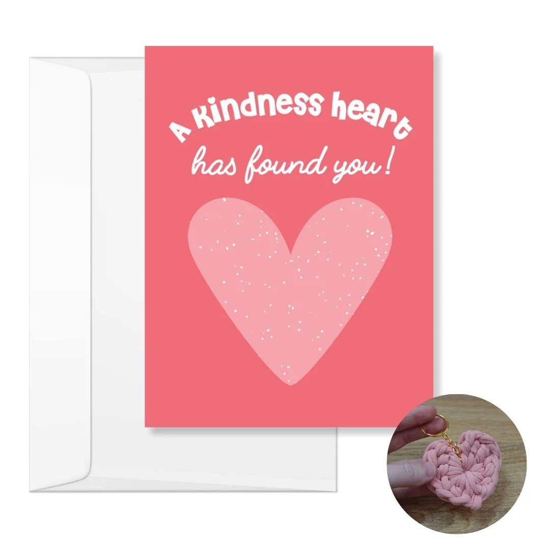 Heart Crochet Pattern & Matching Card: "A Kindness Heart Has Found You"