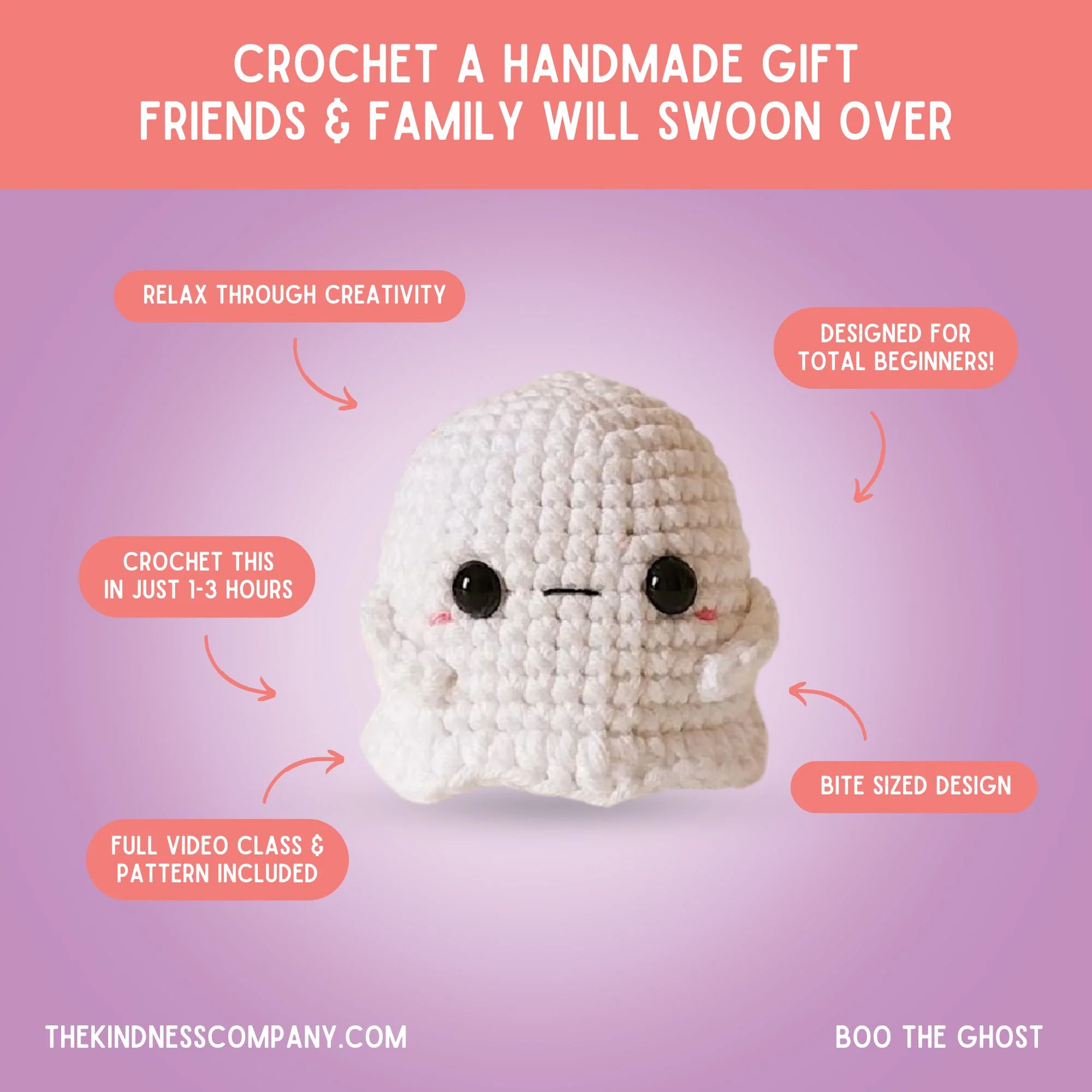 Boo the Ghost Crochet Pattern & Matching Greeting Card - Image 3