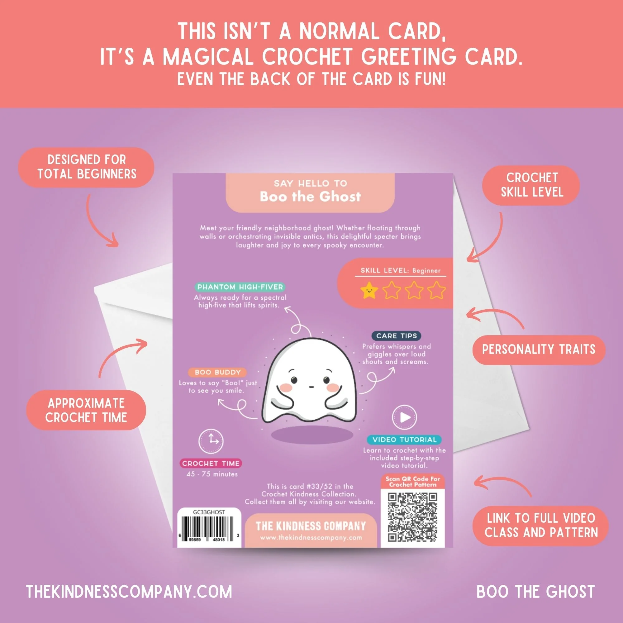 Boo the Ghost Crochet Pattern & Matching Greeting Card - Image 6