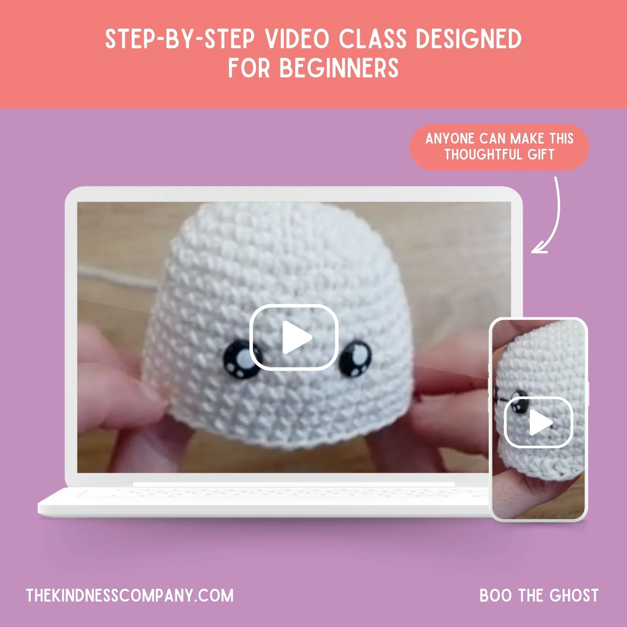 Boo the Ghost Crochet Pattern & Matching Greeting Card - Image 7