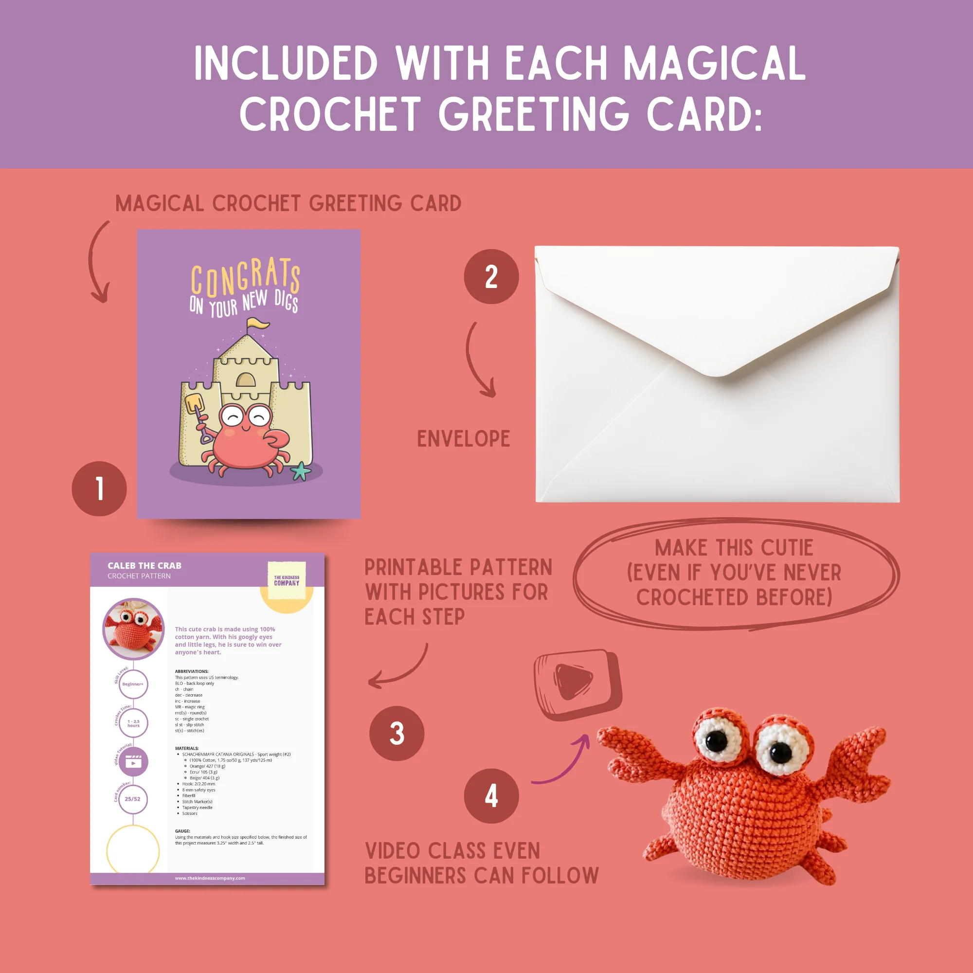 Crab Crochet Pattern & Matching Card: "New Home" - Image 3