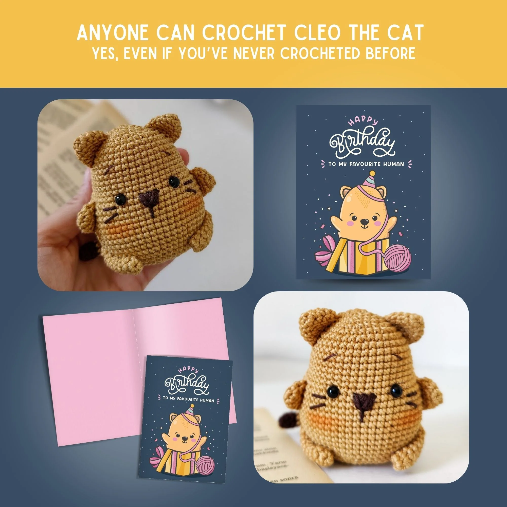 Cat Crochet Pattern & Matching Card: "Happy Birthday" - Image 5