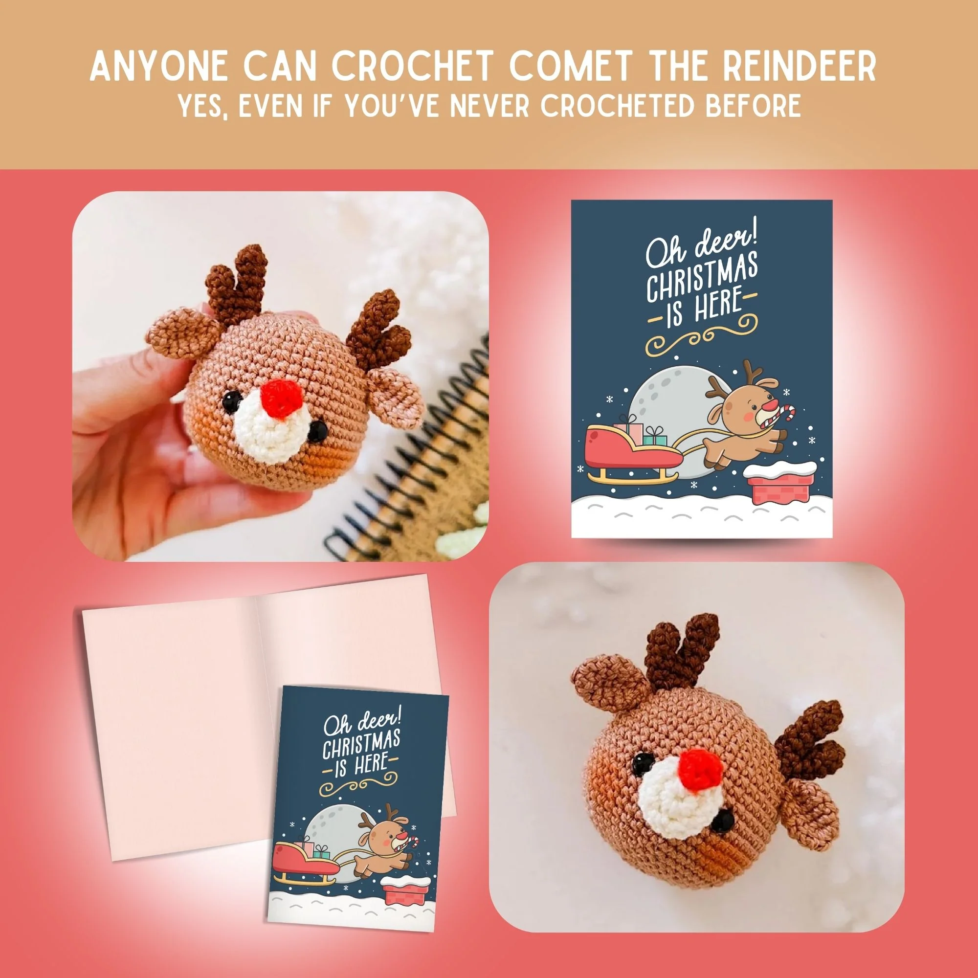 Reindeer Crochet Pattern & Matching Card: "Christmas is Here" - Image 5