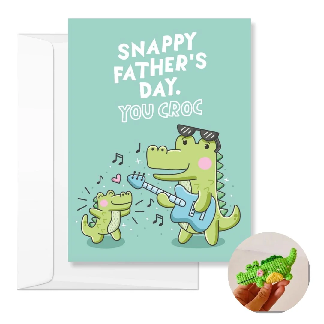 Crocodile Crochet Pattern & Matching Card: "Father's Day"