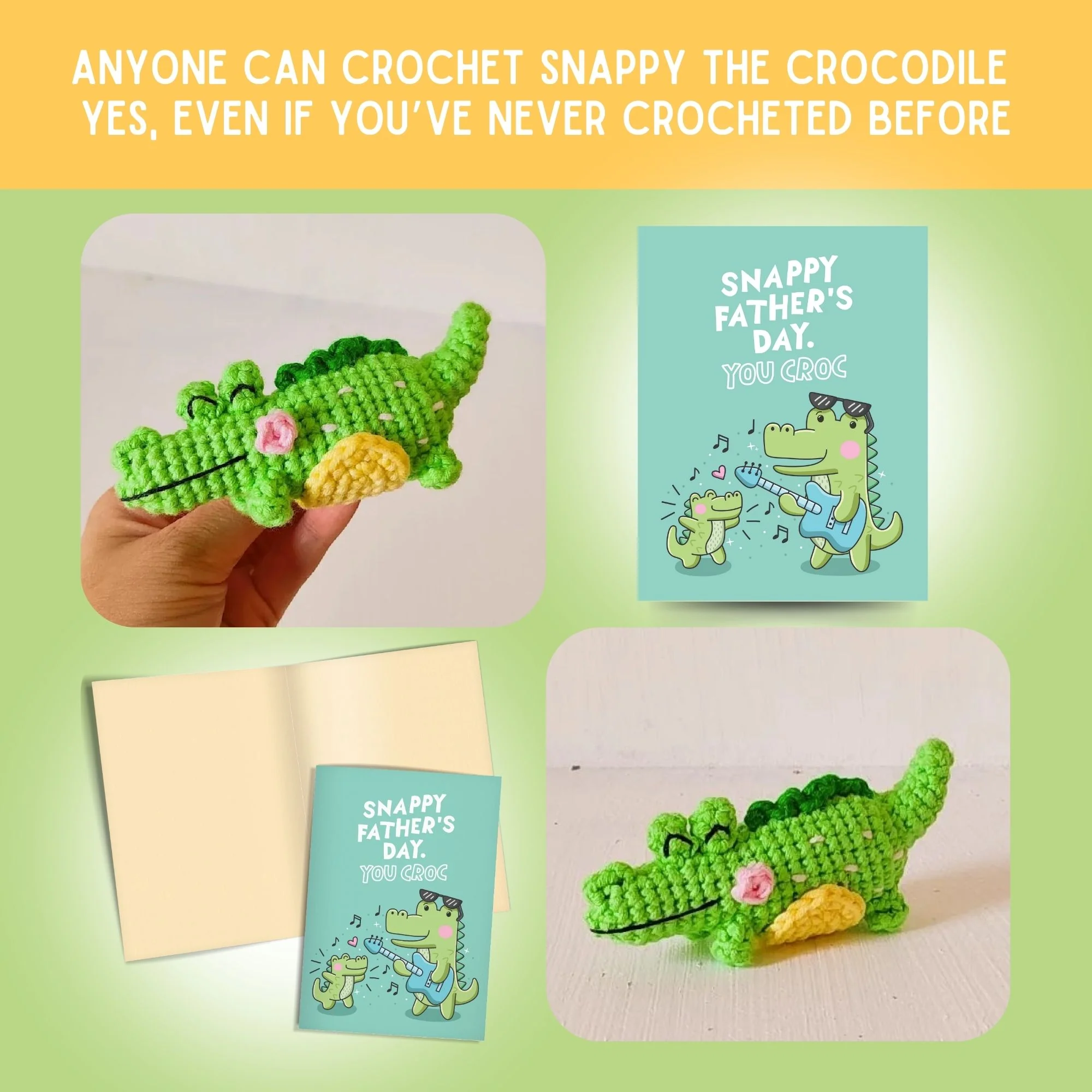 Crocodile Crochet Pattern & Matching Card: "Father's Day" - Image 5