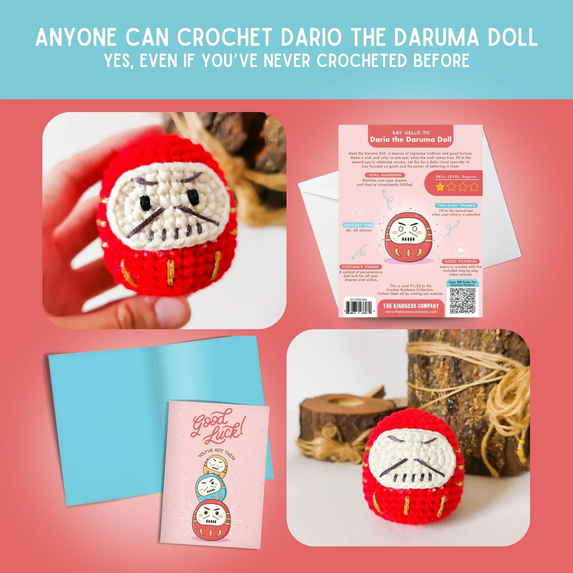 Daruma Doll Crochet Pattern & Matching Card: "Encouragement" - Image 5