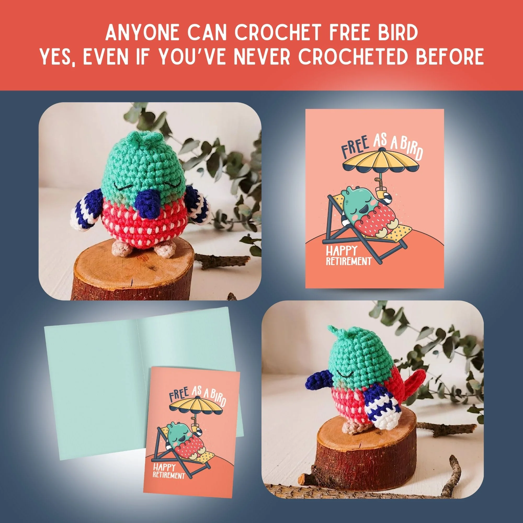 Bird Crochet Pattern & Matching Card: "Retirement" - Image 5