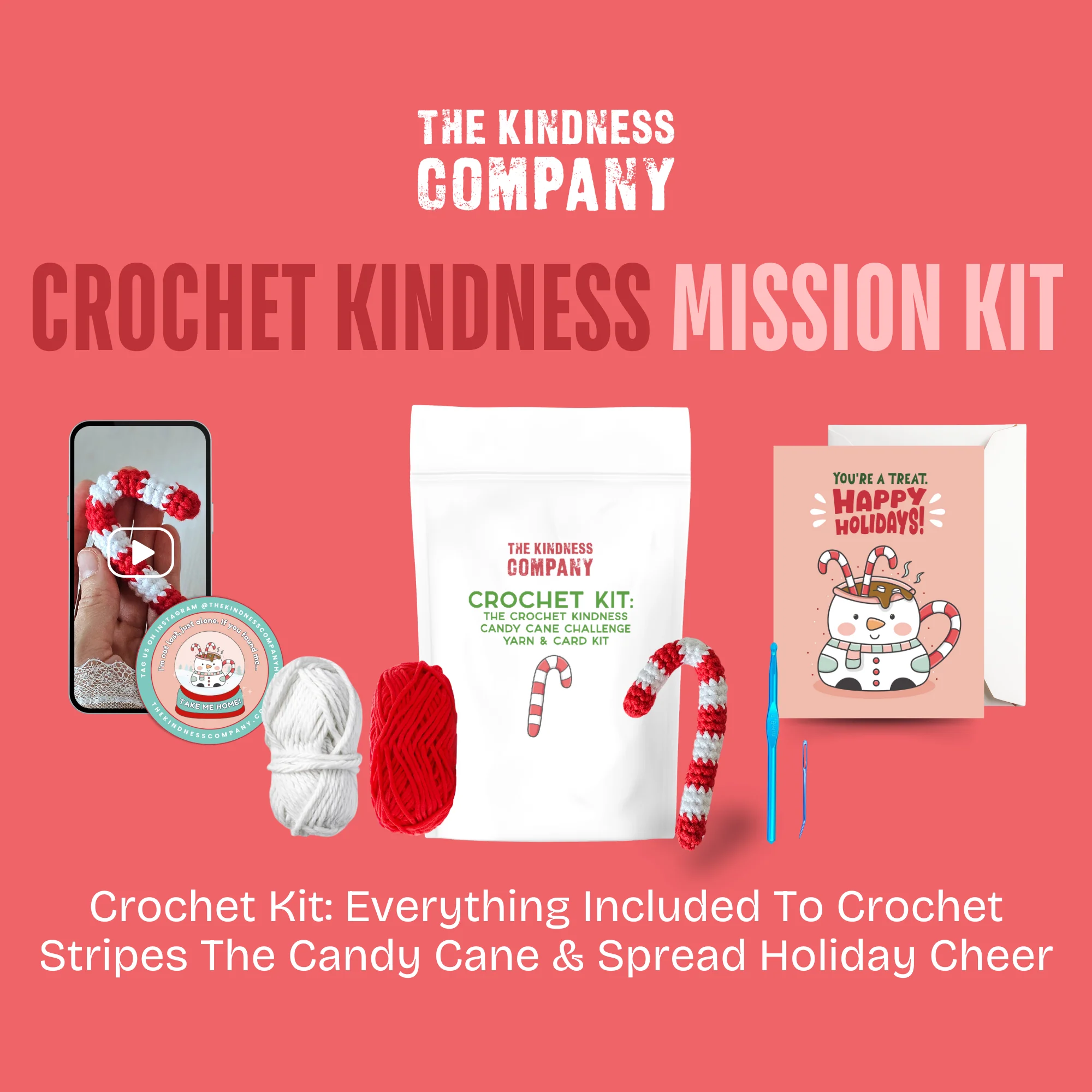 Crochet Kit: The Crochet Kindness Candy Cane Challenge Yarn & Card Kit - Image 8
