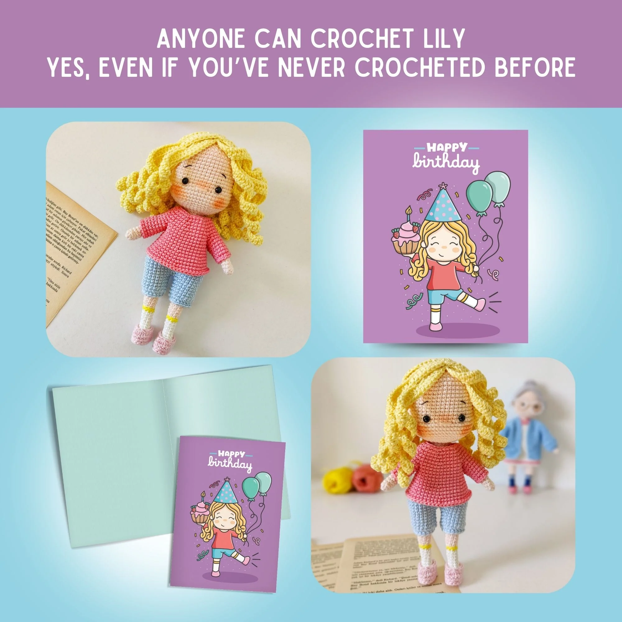 Lily Doll Crochet Pattern & Matching Card: "Happy Birthday" - Image 5