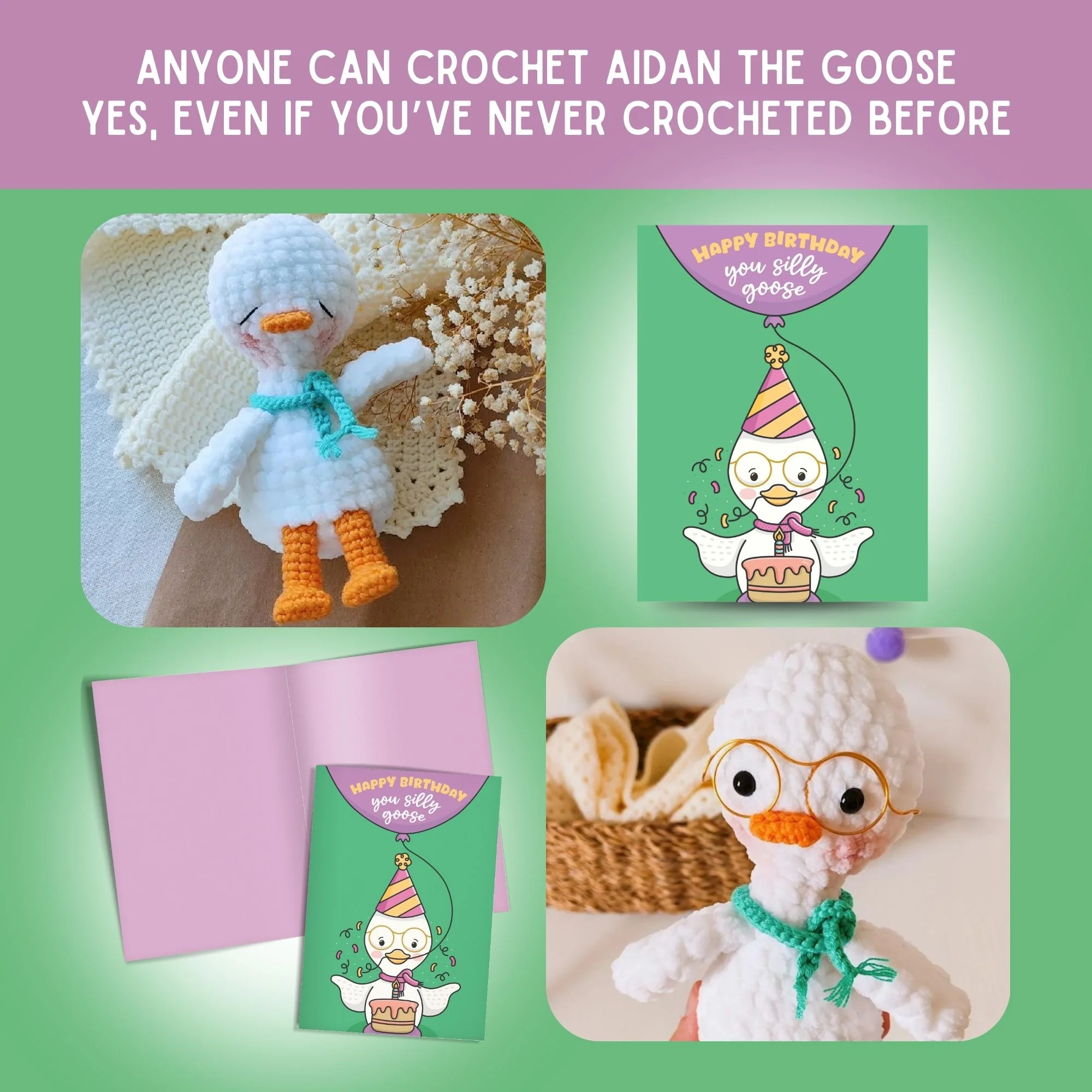 Goose Crochet Pattern & Matching Card: "Happy Birthday" - Image 5