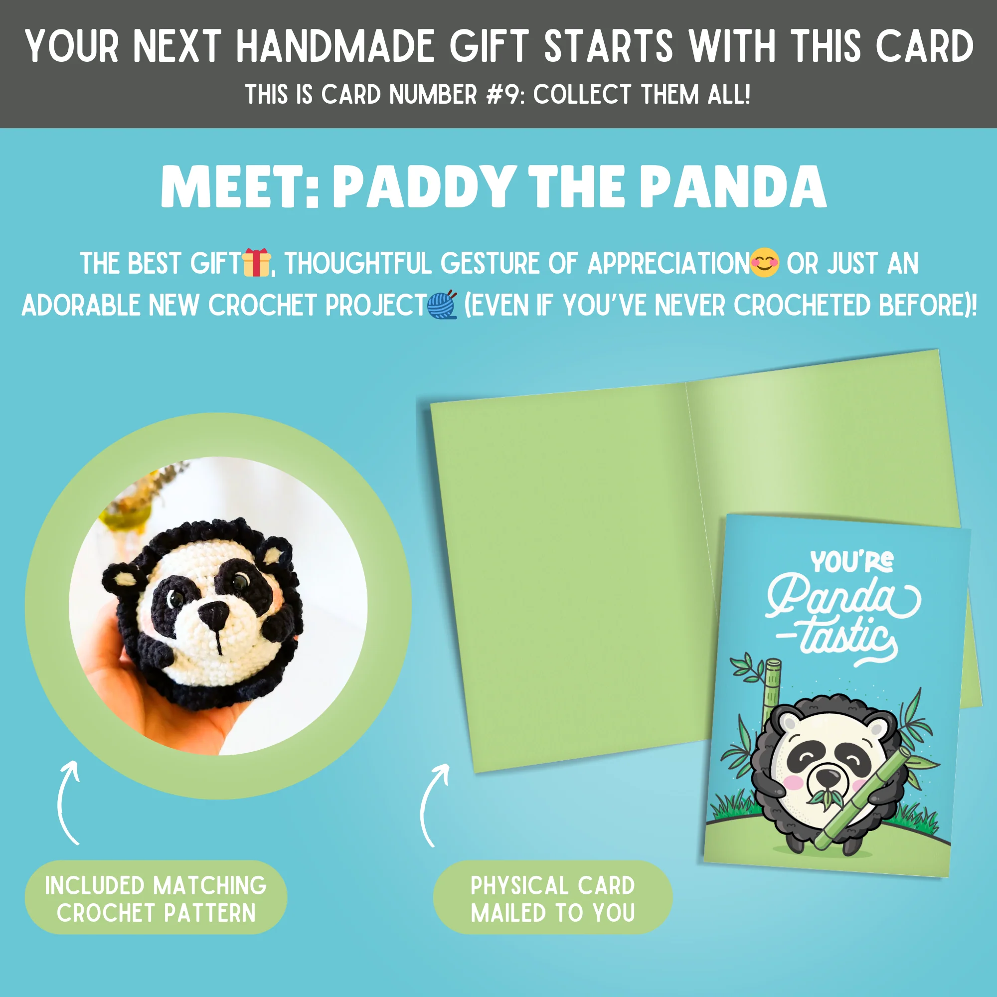 Panda Crochet Pattern & Matching Card: "Friendship" - Image 2