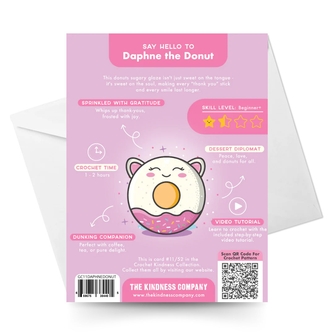 Patrick The Sheep, Barbell Bun Bun, Sassy The Seahorse & Daphne The Donut Crochet Pattern & Matching Greeting Cards Bundle - Image 15