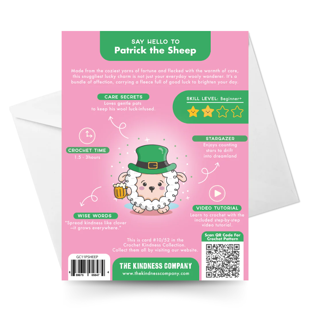 Patrick The Sheep, Barbell Bun Bun, Sassy The Seahorse & Daphne The Donut Crochet Pattern & Matching Greeting Cards Bundle - Image 20