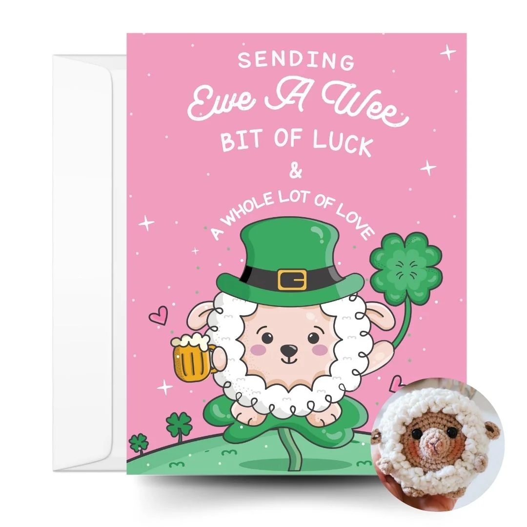 Sheep Crochet Pattern & Matching Card: "Just Because"