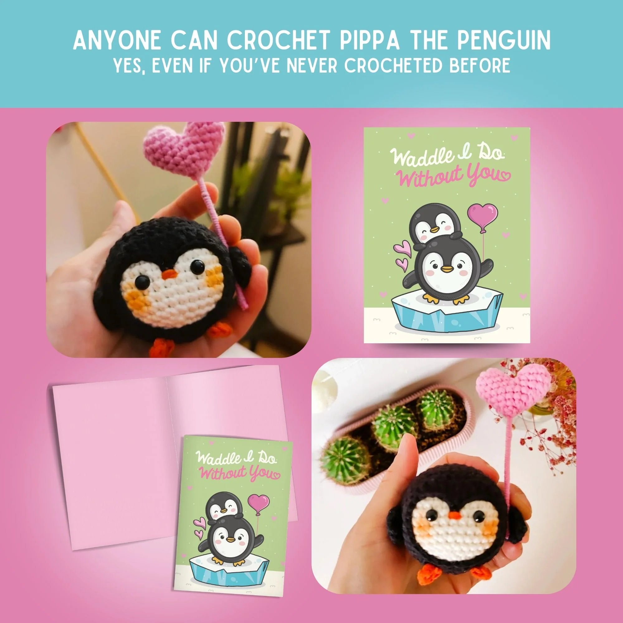 Penguin Crochet Pattern & Matching Card: "Thinking Of You" - Image 5