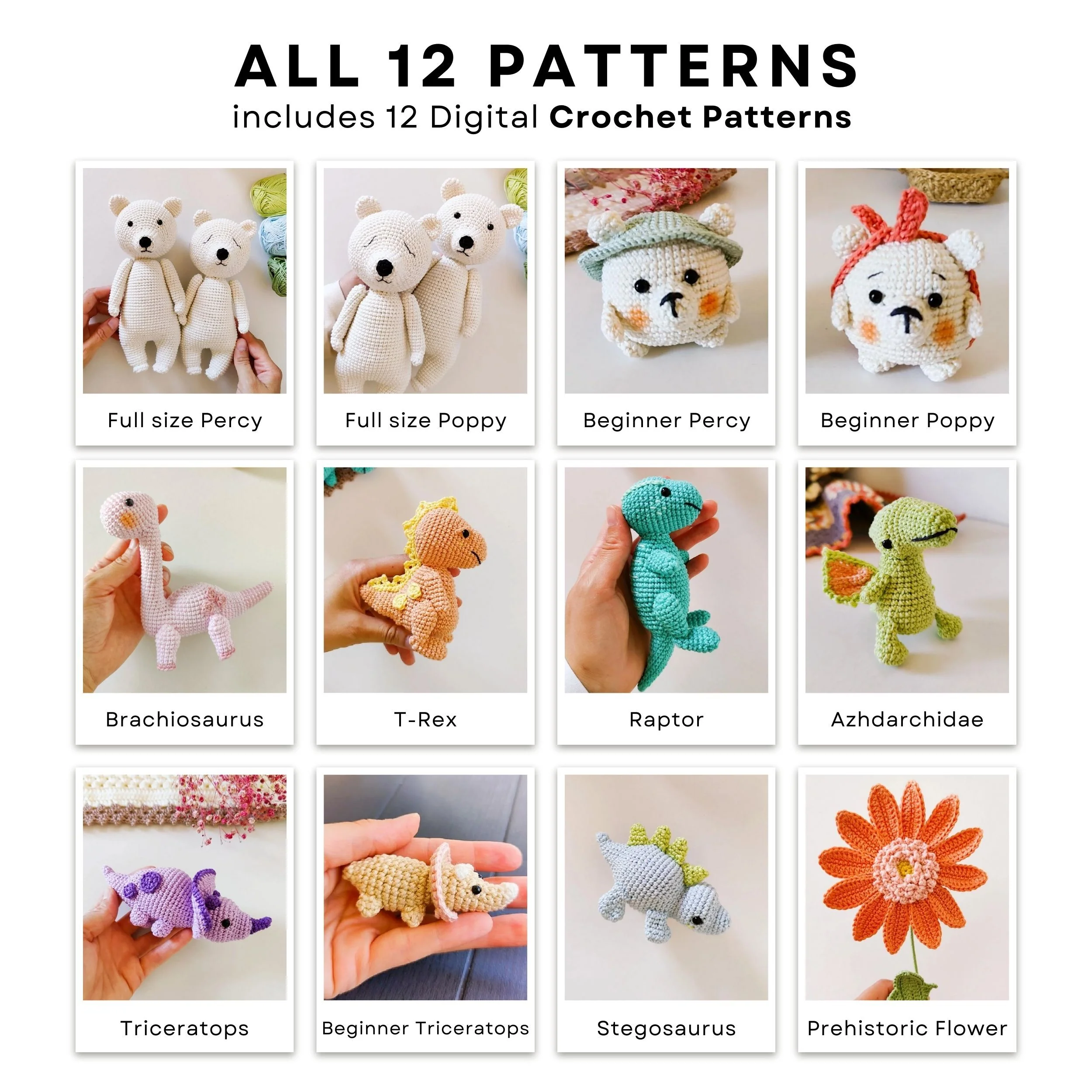 Poppy & Percy Polar Bear Dinosaur Discovery Pattern Bundle