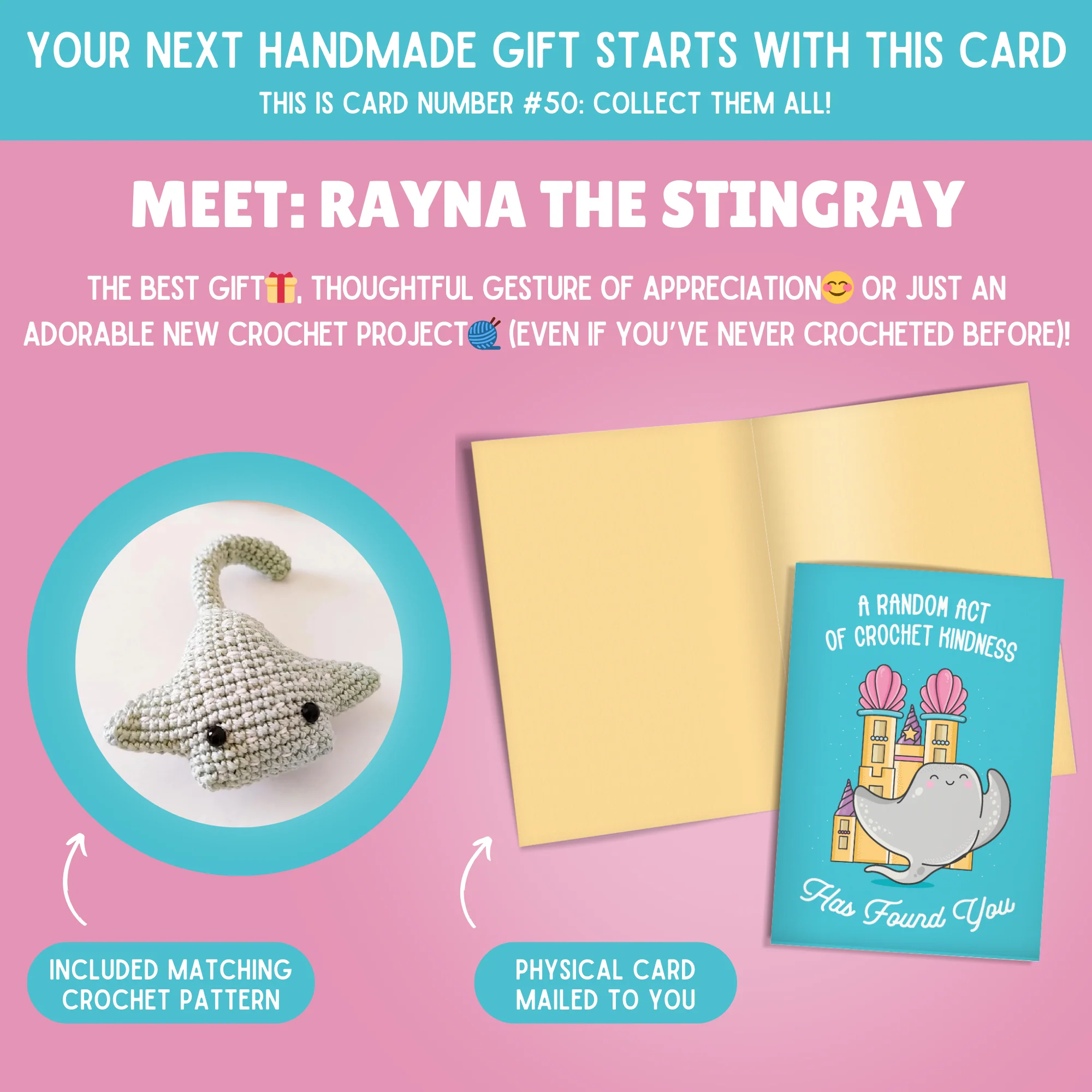 (Limit 1 Per Customer Please) Rayna The Stingray Crochet Pattern & Matching Greeting Card: Get 1 Free - Image 2