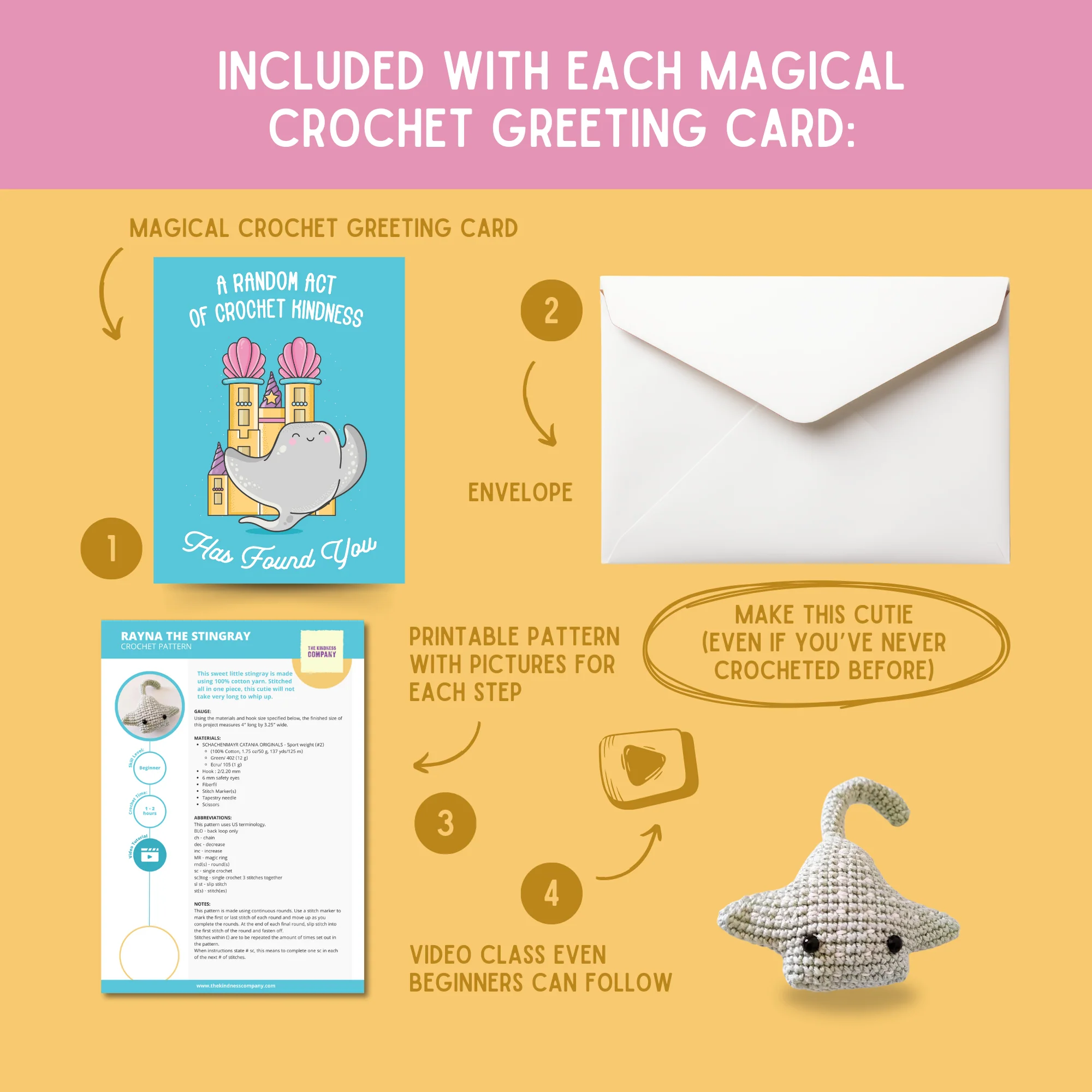 (Limit 1 Per Customer Please) Rayna The Stingray Crochet Pattern & Matching Greeting Card: Get 1 Free - Image 3