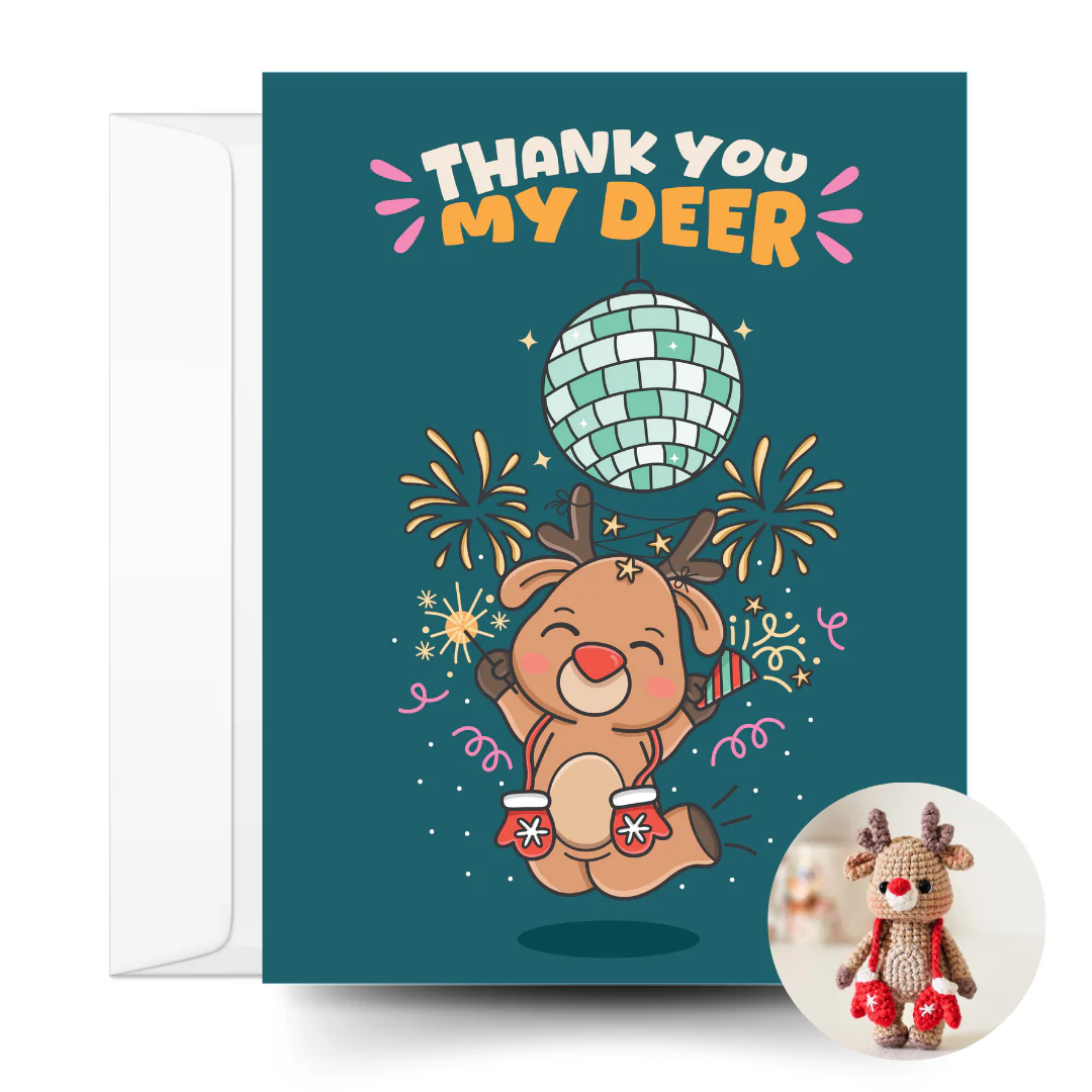 Reindeer Crochet Pattern & Matching Card: "Happy New Deer" - Image 2