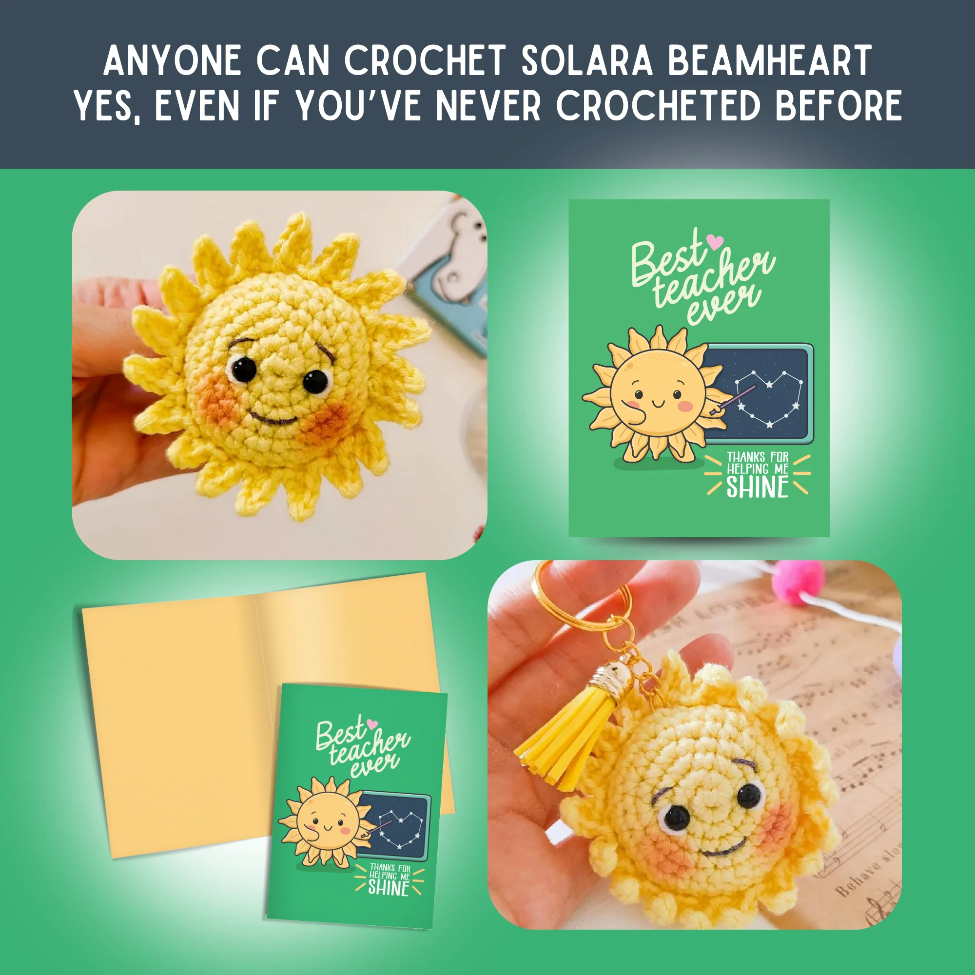 Sun Crochet Pattern & Matching Card: "Best Teacher" - Image 5
