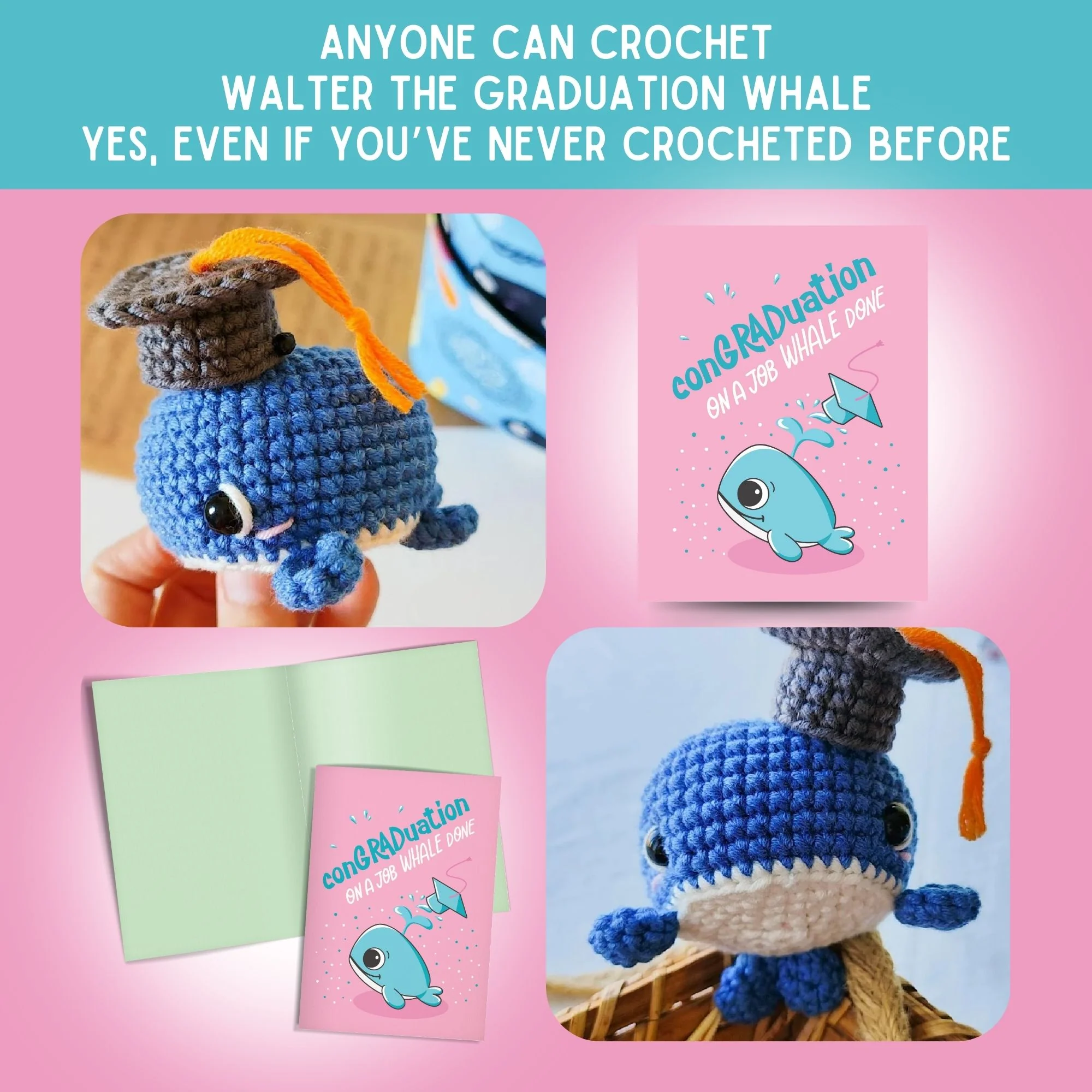 Whale Crochet Pattern & Matching Card: "Graduation" - Image 5
