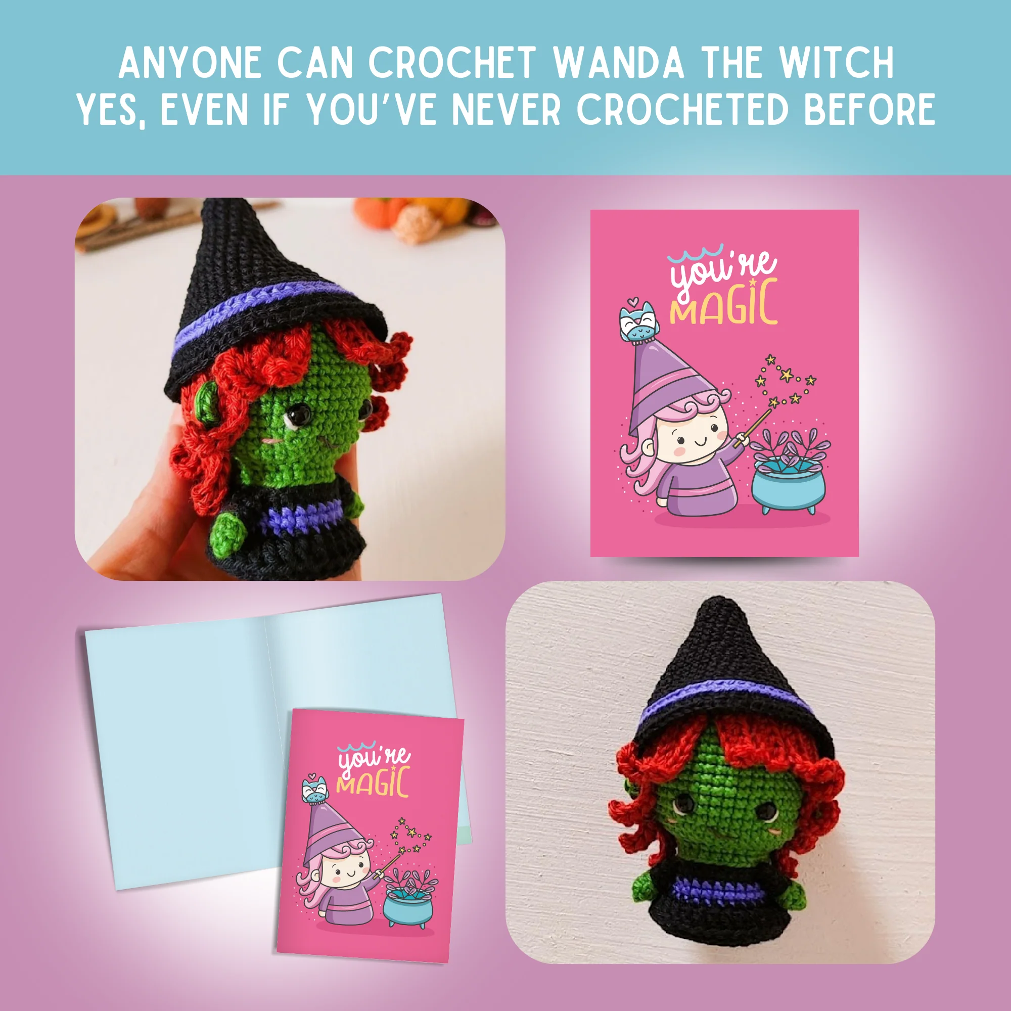 Witch Crochet Pattern & Matching Card: "You're Magic" - Image 5