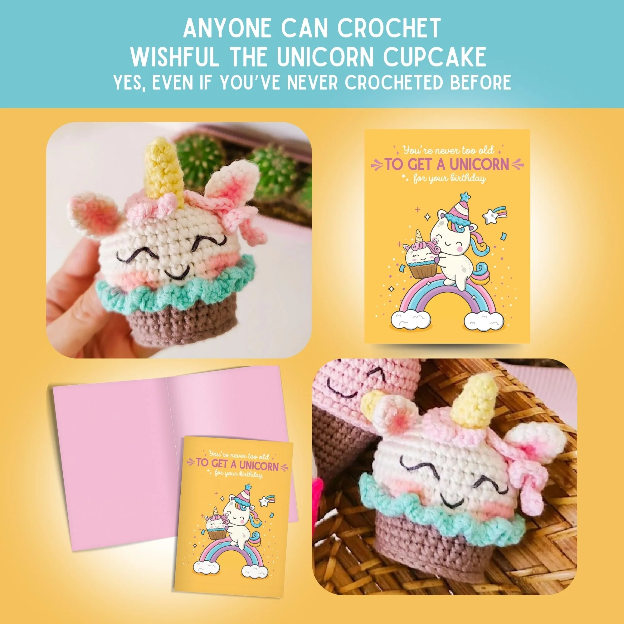 Unicorn Crochet Pattern & Matching Card: "Birthday" - Image 5