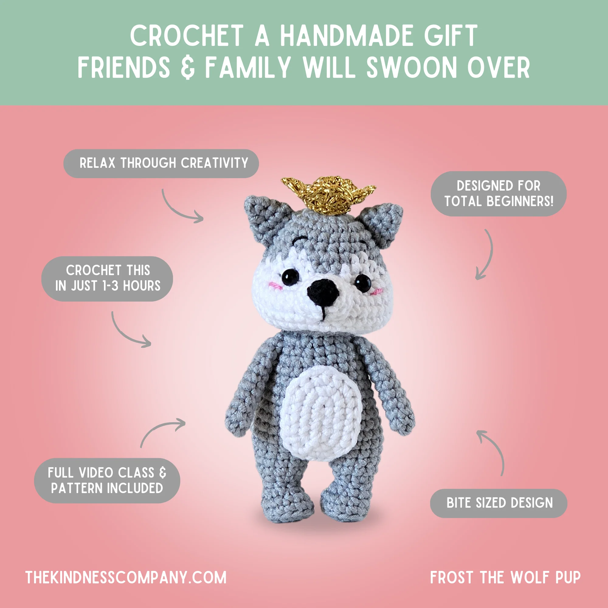 Wolf Pup Crochet Pattern & Matching Card: "Welcome To The Pack" - Image 4