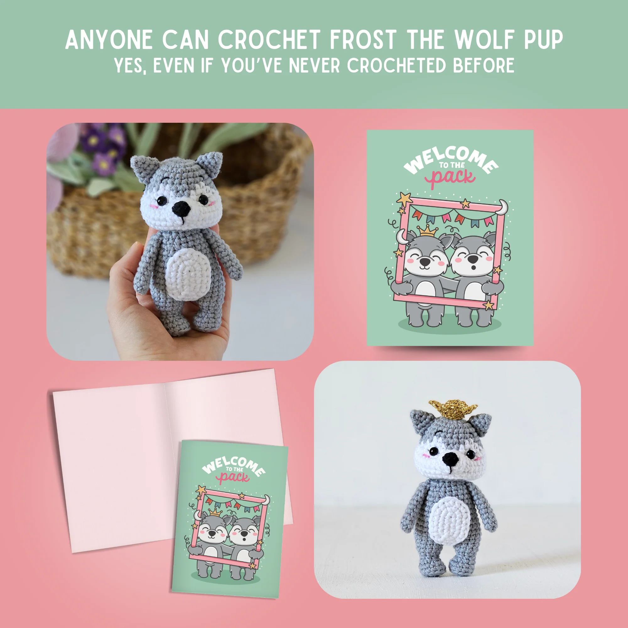 Wolf Pup Crochet Pattern & Matching Card: "Welcome To The Pack" - Image 5